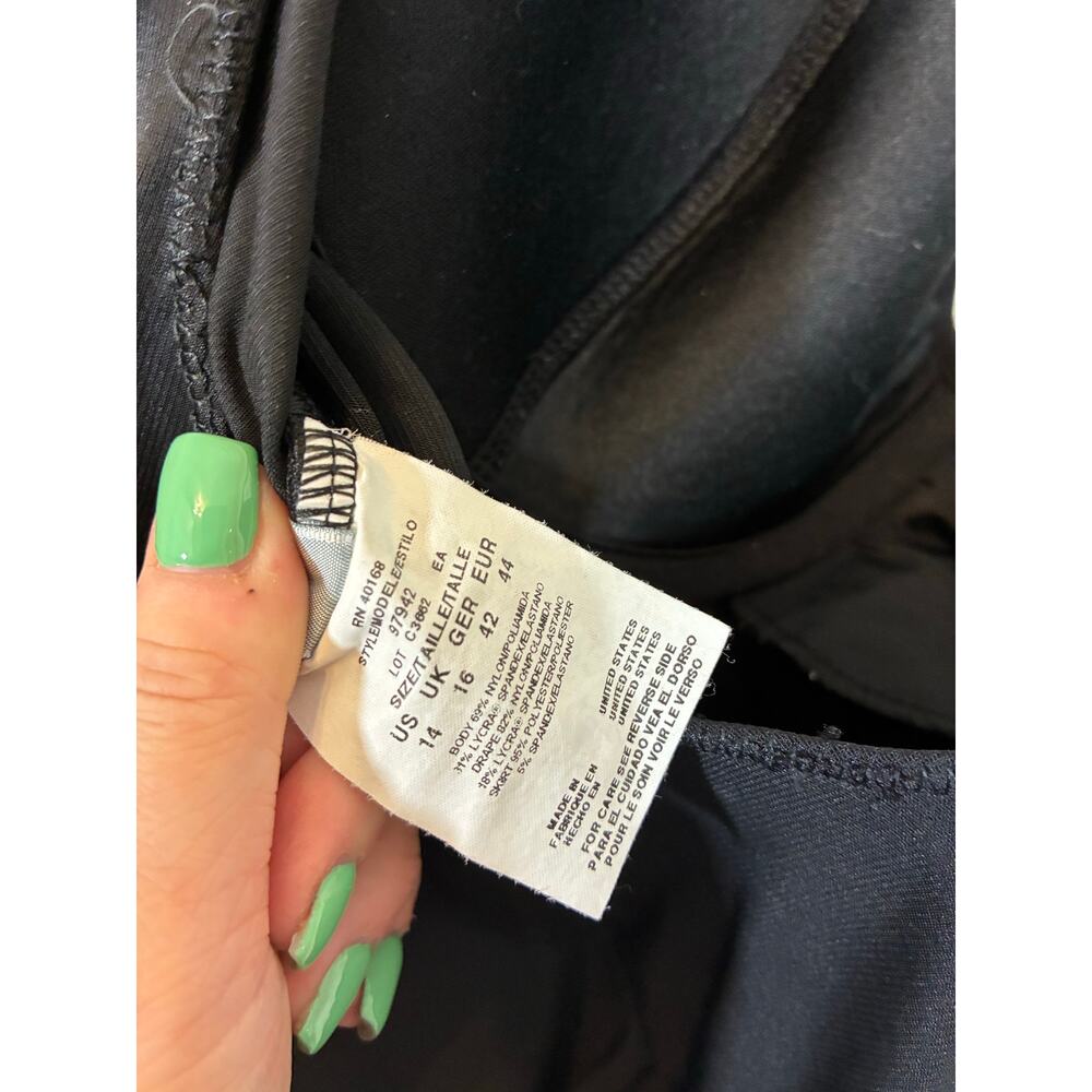 Miracle Suit Magicsuit Rita Black Swimsuit Ruched Flyaway Tummy Control Size 14 - Picture 7 of 7
